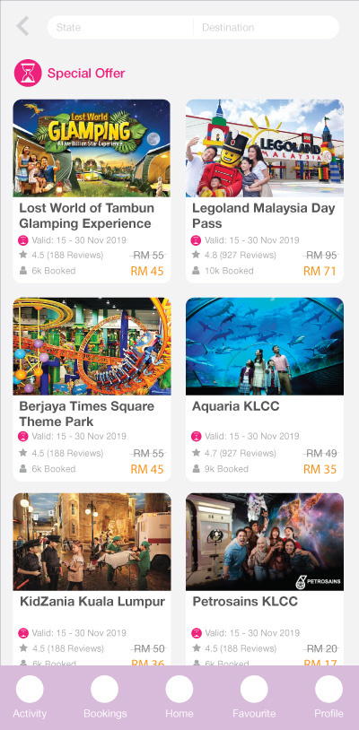 Holiday travel booking app